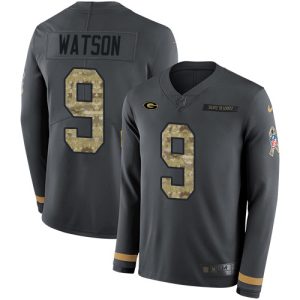 Amazing Charming Packers #9 Christian Watson Anthracite Salute to Service Youth Stitched NFL Limited Therma Long Sleeve Jersey