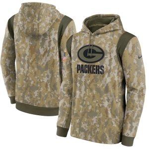 Amazing Gorgeous Outstanding Green Bay Packers Camo 2021 Salute To Service Therma Performance Pullover Hoodie