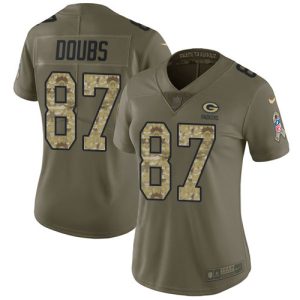 Amazing Marvelous Packers #87 Romeo Doubs Olive/Camo Women's Stitched NFL Limited 2017 Salute To Service Jersey