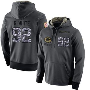 Amazing NFL Men's Green Bay Packers #92 Reggie White Stitched Black Anthracite Salute to Service Player Performance Hoodie
