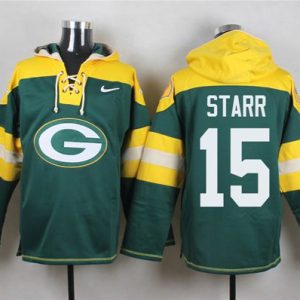 Amazing Packers #15 Bart Starr Green Player Pullover NFL Hoodie