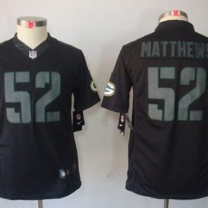 Amazing Packers #52 Clay Matthews Black Impact Youth Stitched NFL Limited Jersey