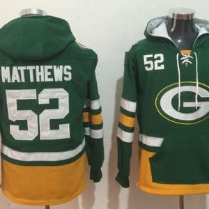 Amazing Packers #52 Clay Matthews Green/Gold Name & Number Pullover NFL Hoodie