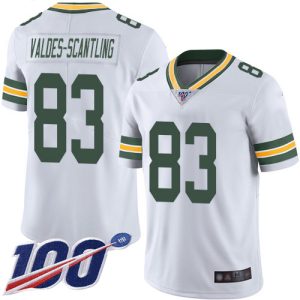 Amazing Terrific Packers #83 Marquez Valdes Scantling White Men's Stitched NFL 100th Season Vapor Limited Jersey