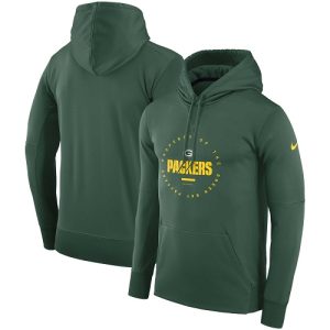 Amazing Unique Impressive Men's Green Bay Packers Green Sideline Property Of Wordmark Logo Performance Pullover Hoodie
