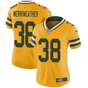 Awesome Brilliant Packers #38 Ellis Merriweather Yellow Women's Stitched NFL Limited Rush Jersey