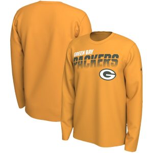 Awesome Charming Fantastic Green Bay Packers Sideline Line of Scrimmage Legend Performance Long Sleeve T Shirt Gold