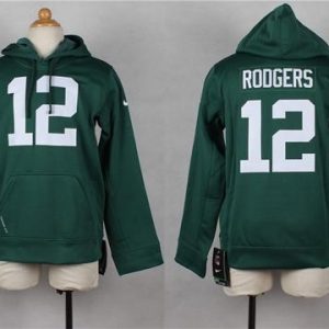 Awesome Fantastic Packers #12 Aaron Rodgers Green Youth Pullover NFL Hoodie