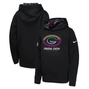 Awesome Green Bay Packers Nike Youth 2024 NFL Crucial Catch Pullover Hoodie Black