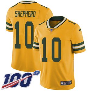 Awesome Packers #10 Darrius Shepherd Yellow Youth Stitched NFL Limited Rush 100th Season Jersey