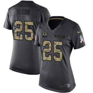 Awesome Packers #25 Keisean Nixon Black Women's Stitched NFL Limited 2016 Salute to Service Jersey