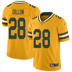 Awesome Packers #28 AJ Dillon Gold Youth Stitched NFL Limited Inverted Legend Jersey