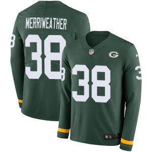 Awesome Packers #38 Ellis Merriweather Green Team Color Youth Stitched NFL Limited Therma Long Sleeve Jersey