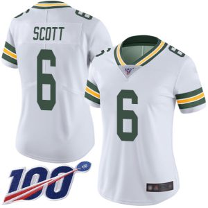 Awesome Packers #6 JK Scott White Women's Stitched NFL 100th Season Vapor Limited Jersey