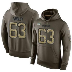 Beautiful Delightful Charming NFL Men's Green Bay Packers #63 Corey Linsley Stitched Green Olive Salute To Service KO Performance Hoodie