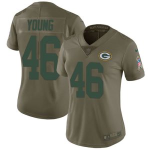 Beautiful Exciting Terrific Packers #46 Christian Young Olive Women's Stitched NFL Limited 2017 Salute To Service Jersey