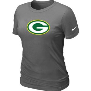 Beautiful Exciting Women's Dark Green Bay Packers Logo NFL T Shirt Dark Grey