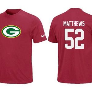 Beautiful Fantastic Graceful Green Bay Packers #52 Clay Matthews Name & Number NFL T Shirt Red