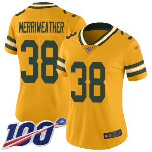 Beautiful Fantastic Packers #38 Ellis Merriweather Gold Women's Stitched NFL Limited Inverted Legend 100th Season Jersey