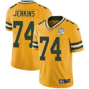 Beautiful Gorgeous Packers #74 Elgton Jenkins Yellow Men's 100th Season Stitched NFL Limited Rush Jersey
