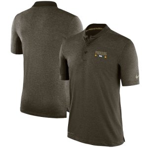 Beautiful Modern Terrific Men's Green Bay Packers Olive Salute to Service Sideline Polo T Shirt
