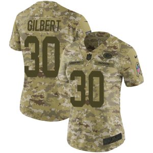 Beautiful Packers #30 Zyon Gilbert Camo Women's Stitched NFL Limited 2018 Salute To Service Jersey