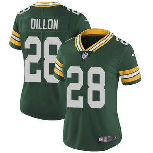 Beautiful Pretty Packers #28 AJ Dillon Green Team Color Women's Stitched NFL Vapor Untouchable Limited Jersey