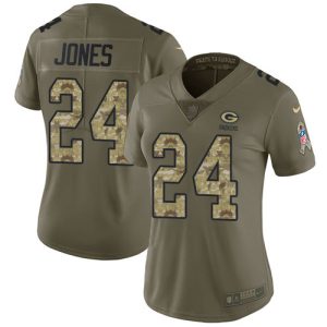 Beautiful Spectacular Packers #24 Josh Jones Olive/Camo Women's Stitched NFL Limited 2017 Salute to Service Jersey
