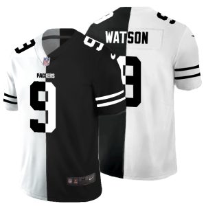 Beautiful Unique Green Bay Packers #9 Christian Watson Men's Black V White Peace Split Vapor Untouchable Limited NFL Jersey