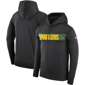Beautiful Unique Men's Green Bay Packers Charcoal Sideline Team Performance Pullover Hoodie