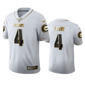 Brilliant Beautiful Green Bay Packers #4 Brett Favre Men's White Golden Edition Vapor Limited NFL 100 Jersey