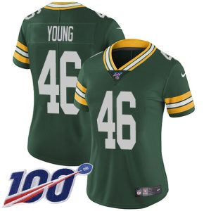 Brilliant Cool Amazing Packers #46 Christian Young Green Team Color Women's Stitched NFL 100th Season Vapor Untouchable Limited Jersey