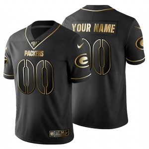 Brilliant Fantastic Cool Green Bay Packers Custom Men's Black Golden Limited NFL 100 Jersey