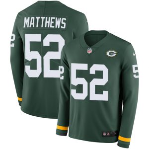 Brilliant Fantastic Packers #52 Clay Matthews Green Team Color Men's Stitched NFL Limited Therma Long Sleeve Jersey