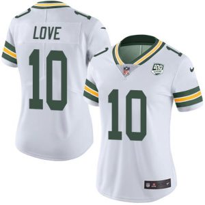 Brilliant Graceful Packers #10 Jordan Love White Women's 100th Season Stitched NFL Vapor Untouchable Limited Jersey