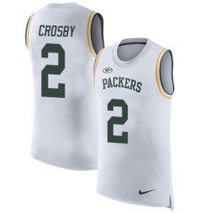 Brilliant Packers #2 Mason Crosby White Men's Stitched NFL Limited Rush Tank Top Jersey