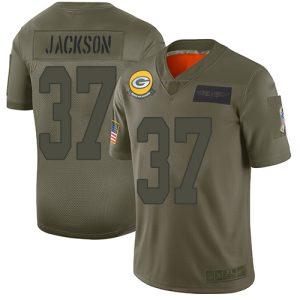 Brilliant Packers #37 Josh Jackson Camo Youth Stitched NFL Limited 2019 Salute to Service Jersey