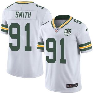 Brilliant Packers #91 Preston Smith White Men's 100th Season Stitched NFL Vapor Untouchable Limited Jersey