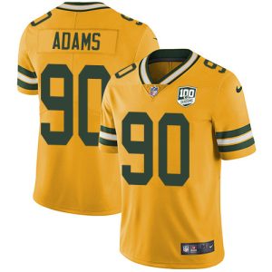 Charming Classy Packers #90 Montravius Adams Yellow Men's 100th Season Stitched NFL Limited Rush Jersey