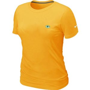 Charming Comfortable Pretty Women's Green Bay Packers Chest Embroidered Logo T Shirt Yellow