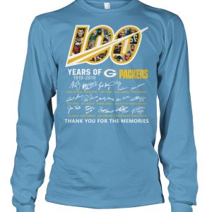 Charming Green Bay Packers 100 Seasons Memories Long Sleeve T Shirt Light Blue