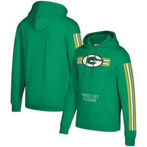 Charming Green Bay Packers Mitchell & Ness Three Stripe Pullover Hoodie Green