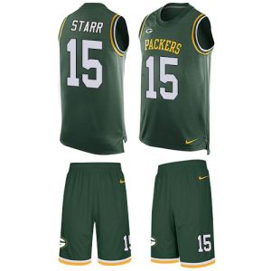 Charming Packers #15 Bart Starr Green Team Color Men's Stitched NFL Limited Tank Top Suit Jersey