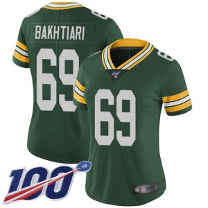 Charming Packers #69 David Bakhtiari Green Team Color Women's Stitched NFL 100th Season Vapor Limited Jersey