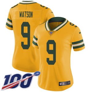 Charming Packers #9 Christian Watson Yellow Women's Stitched NFL Limited Rush Jersey