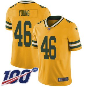 Classy Cool Packers #46 Christian Young Yellow Men's Stitched NFL Limited Rush 100th Season Jersey