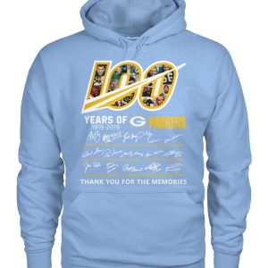 Classy Delightful Handy Green Bay Packers 100 Seasons Memories Pullover Hoodie Sky Blue