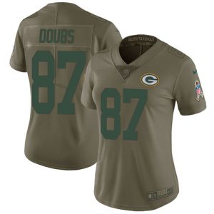Classy Fantastic Packers #87 Romeo Doubs Olive Women's Stitched NFL Limited 2017 Salute To Service Jersey