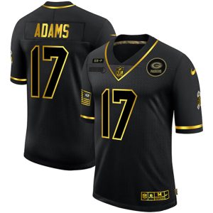 Classy Green Bay Packers #17 Davante Adams Men's 2020 Salute To Service Golden Limited NFL Jersey Black