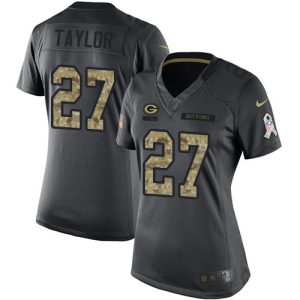 Classy Incredible Outstanding Packers #27 Patrick Taylor Black Women's Stitched NFL Limited 2016 Salute to Service Jersey
